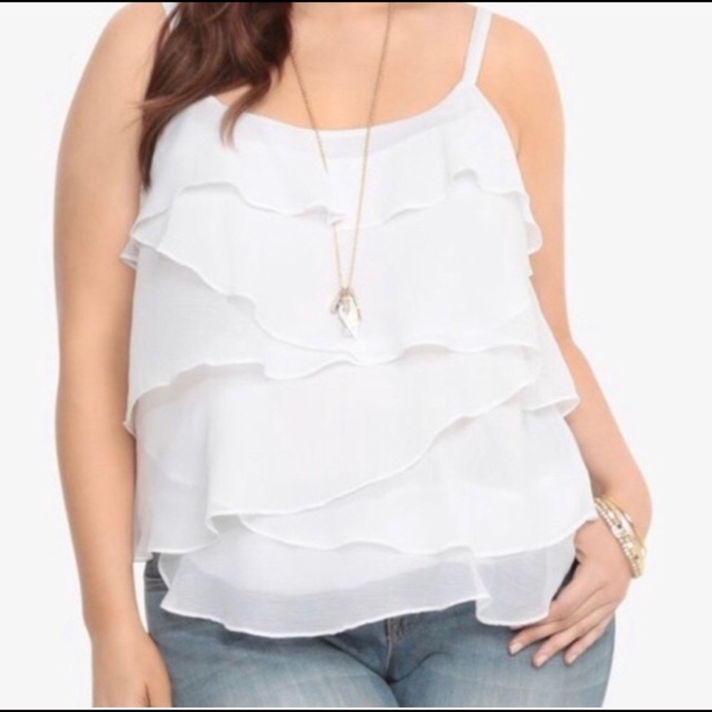Torrid sheer white sleeveless blouse